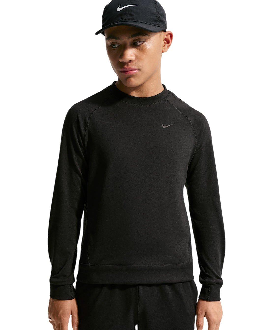 Nike Big Boys' Primary Nano Dri-FIT UV Long Sleeve Crewneck Sweatshirt - Black - BLACK